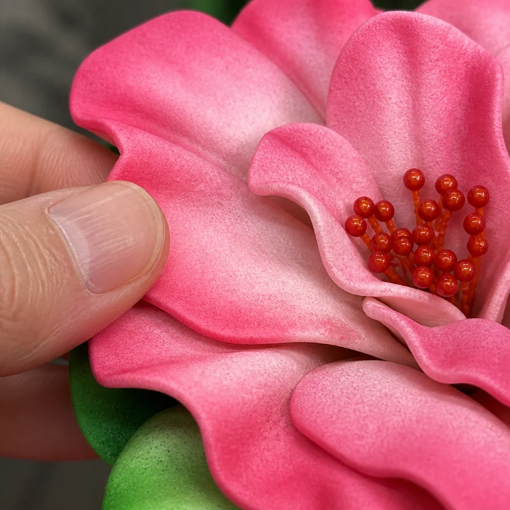 Soft, real-touch foam camellia petals