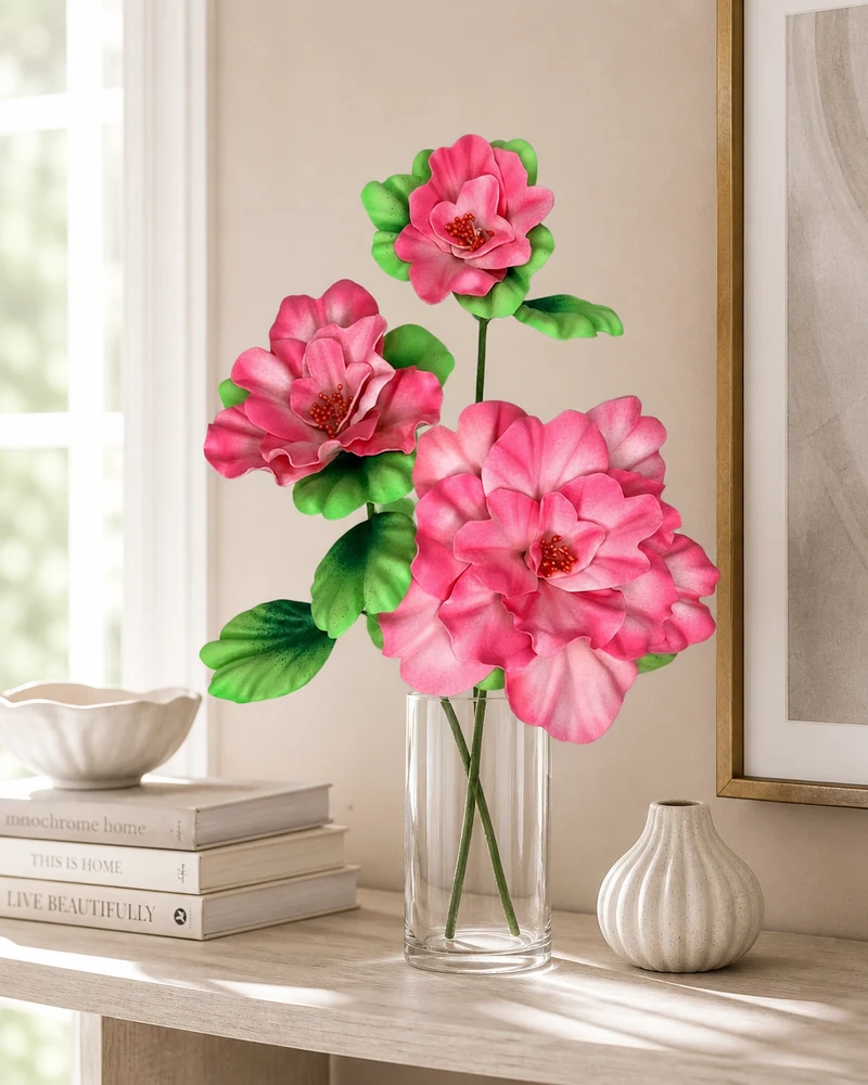 Real-touch foam camellia styling idea 1