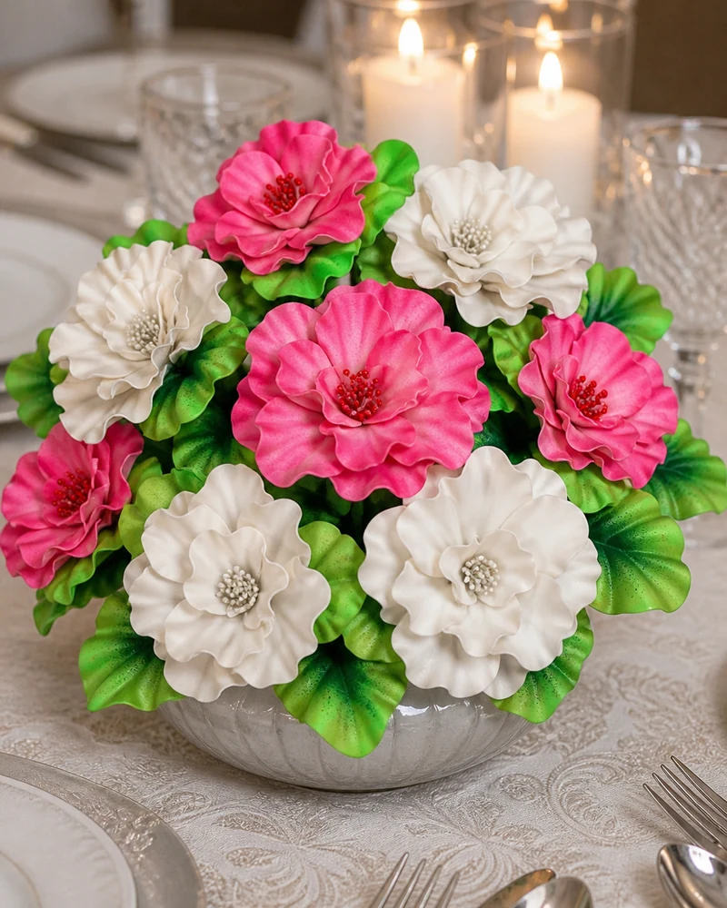 Real-touch foam camellia styling idea 3