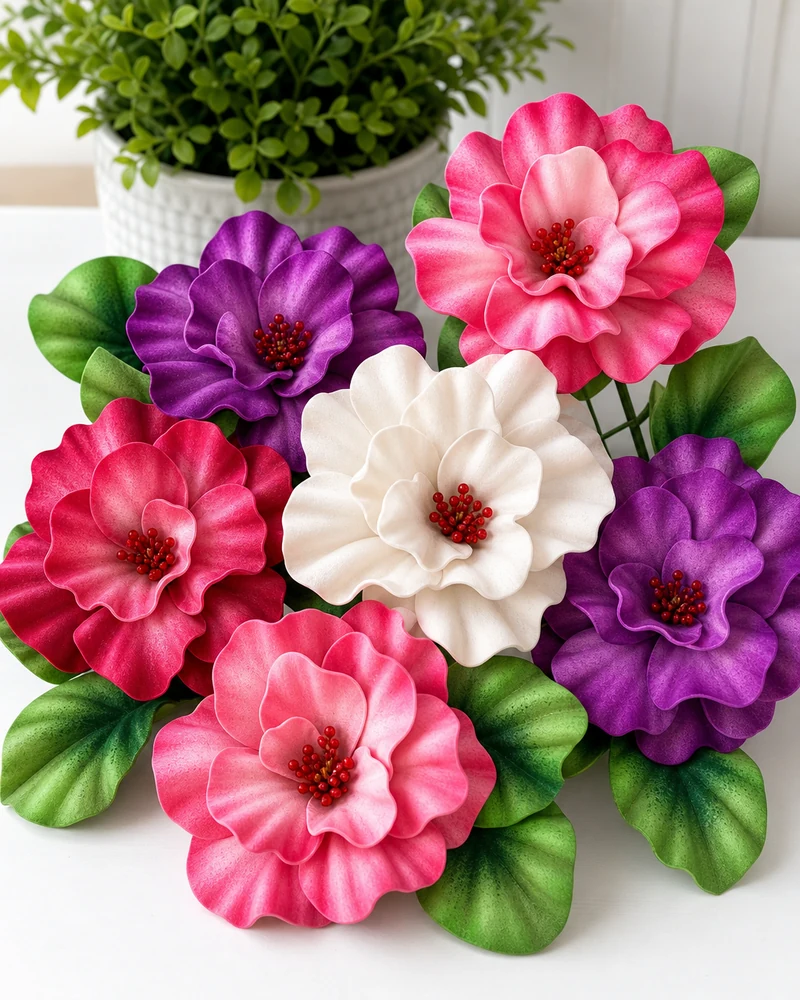 Real-touch foam camellia styling idea 6