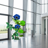 Prosperity Bouquet Giant Flower Backdrop – Featuring Green Hydrangeas, Blue Anemones, and White Roses