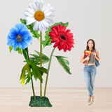 Stars and Stripes Giant Flower Backdrop – Featuring Red Gerberas, White Daisies, and Blue Poppies