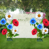 Stars and Stripes Giant Flower Backdrop – Featuring Red Gerberas, White Daisies, and Blue Poppies