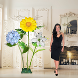 New Life Giant Flower Backdrop – Featuring Blue Hydrangeas, White Lilies, and Yellow Daisies