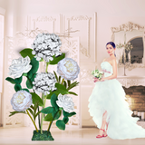 All-White Elegance Giant Flower Backdrop – Featuring White Hydrangeas, White Roses, and White Peonies