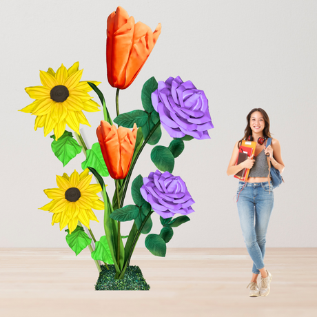 New Joy Giant Flower Backdrop – 5 or 7 ft Tall Customizable Floral Display