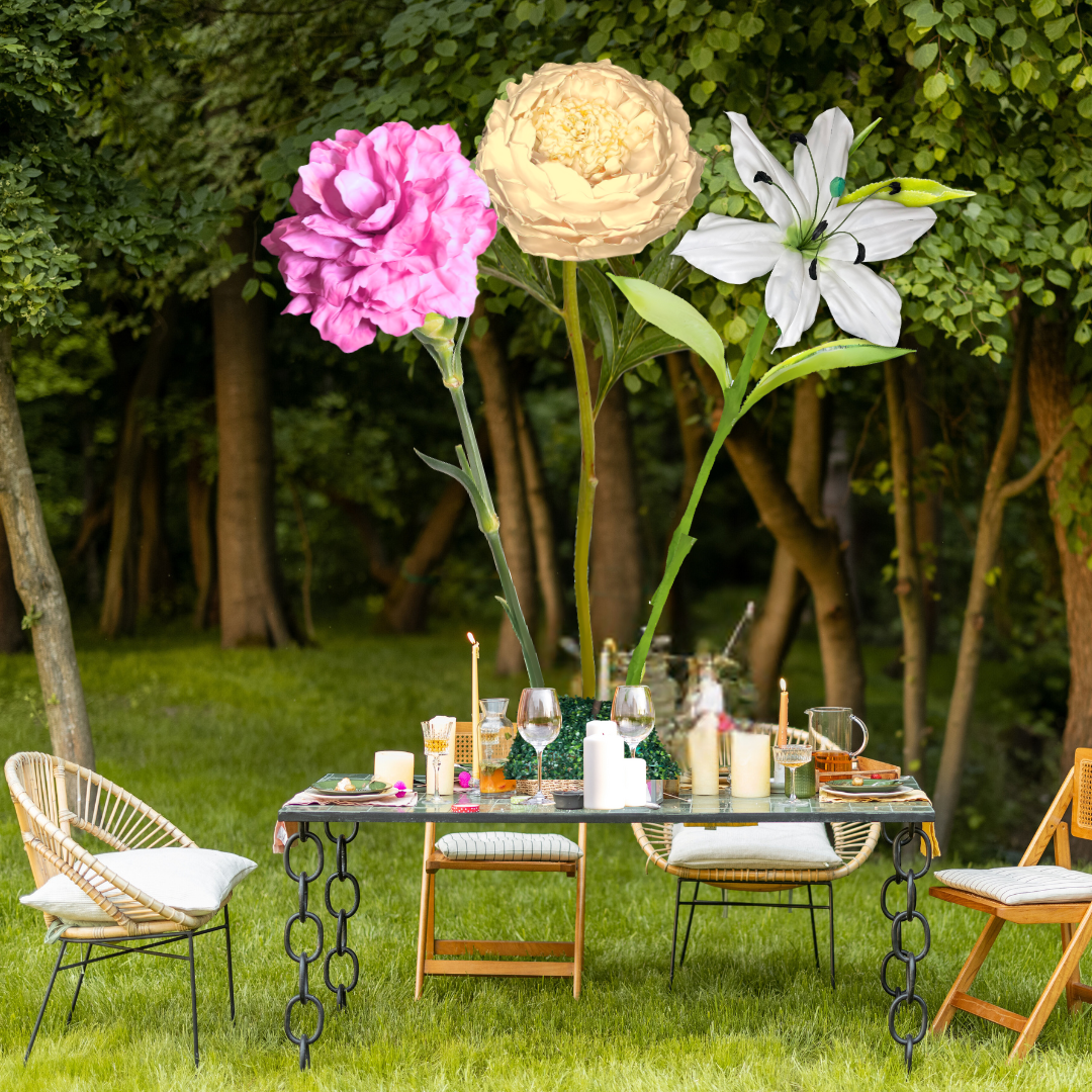 Bundle of Joy Tall Table Centerpiece – Yellow Peony, Pink Carnation, and White Lily, 18" and 12"Diameter Flowers