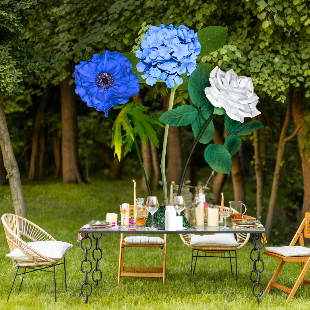 Simple Joys Table Centerpieces – Hydrangea, Anemone, and Rose in Customizable Tall Arrangements