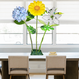 New Life Tall Table Centerpiece – Blue Hydrangea, White Lily, and Yellow Daisy, 18" and 12" Diameter Flowers