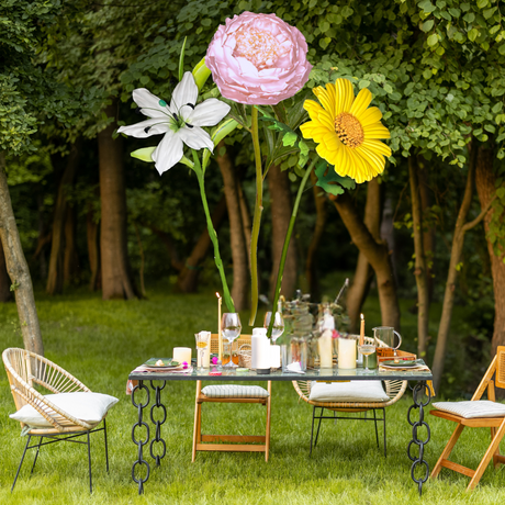 Heaven’s Peace Tall Table Centerpiece – White Lily, Pink Peony, and Yellow Daisy, 16" Diameter Flowers