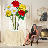 Success Bloom Tall Table Centerpiece – Red Rose, White Daisy, and Yellow Hydrangea, 18" and 12" Diameter Flowers