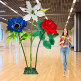 Patriot’s Pride Giant Flower Backdrop – Featuring Red Roses, White Lilies, and Blue Anemones