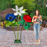 Patriot’s Pride Giant Flower Backdrop – Featuring Red Roses, White Lilies, and Blue Anemones