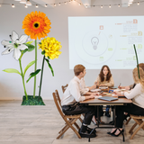 Business Blossom Giant Flower Backdrop – Featuring Orange Gerberas, White Lilies, and Yellow Marigolds