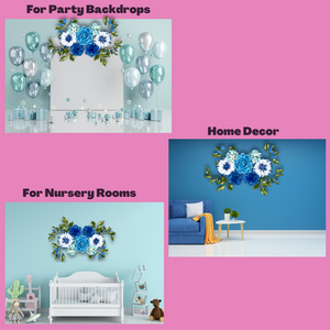 Blues and Whites DIY Foam Wall Flower Kit