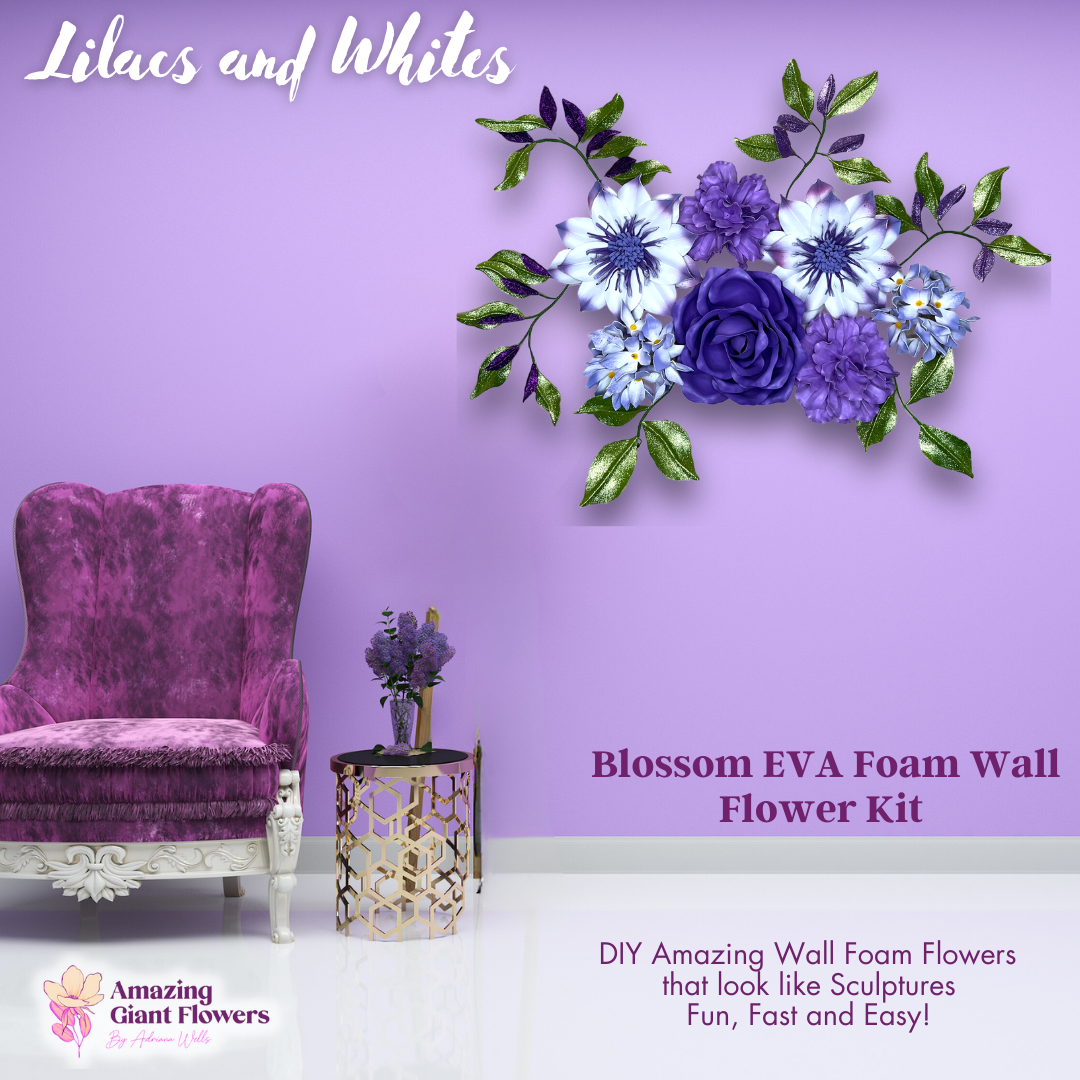 DIY Purples and Whites Foam Wall Flower Kit