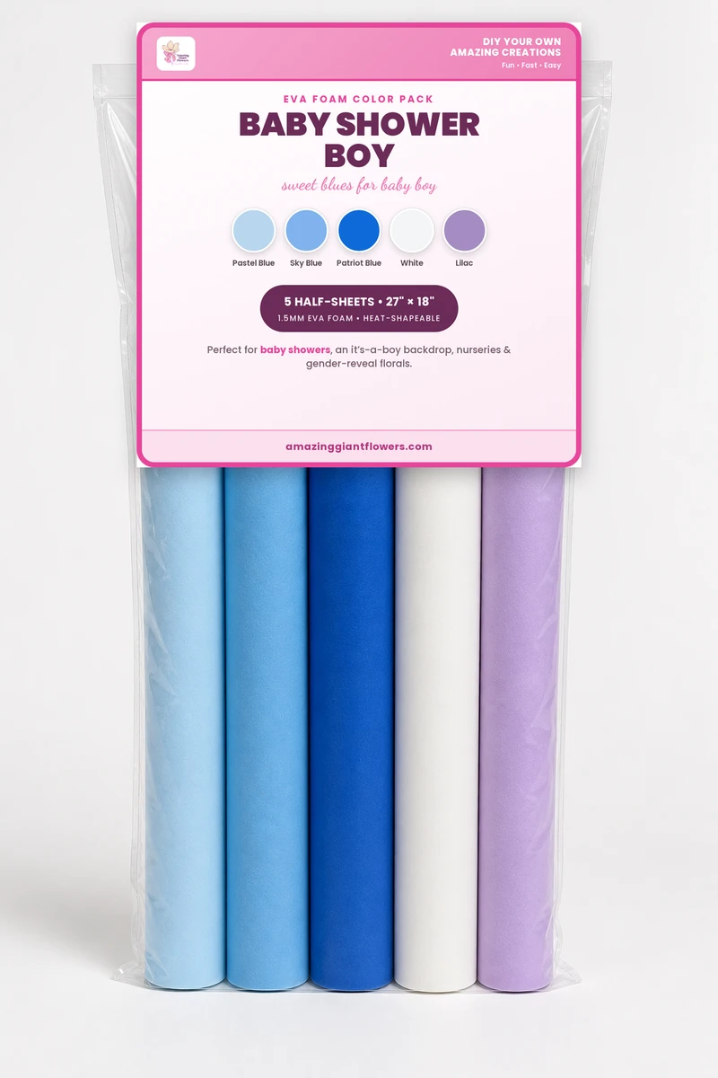 Baby Shower Boy EVA Foam Color Pack | 5 Half-Sheets 27"x18" 1.5mm