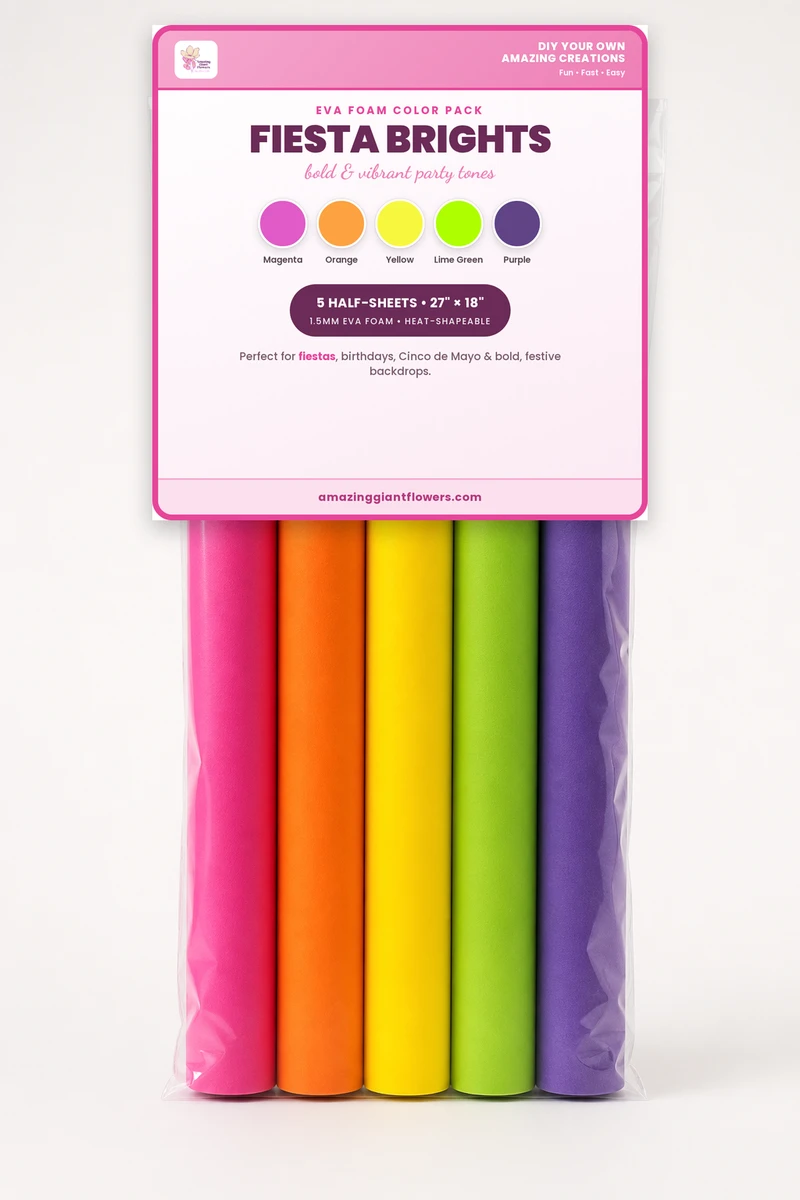 Fiesta Brights EVA Foam Color Pack | 5 Half-Sheets 27"x18" 1.5mm