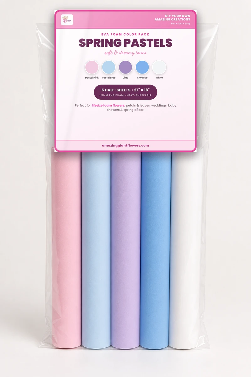 Spring Pastels EVA Foam Color Pack | 5 Half-Sheets 27"x18" 1.5mm
