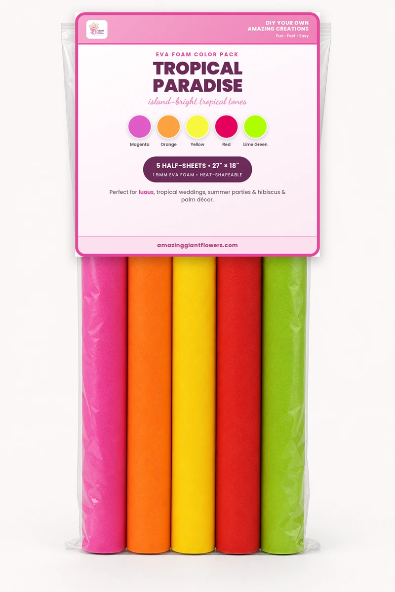 Tropical Paradise EVA Foam Color Pack | 5 Half-Sheets 27"x18" 1.5mm
