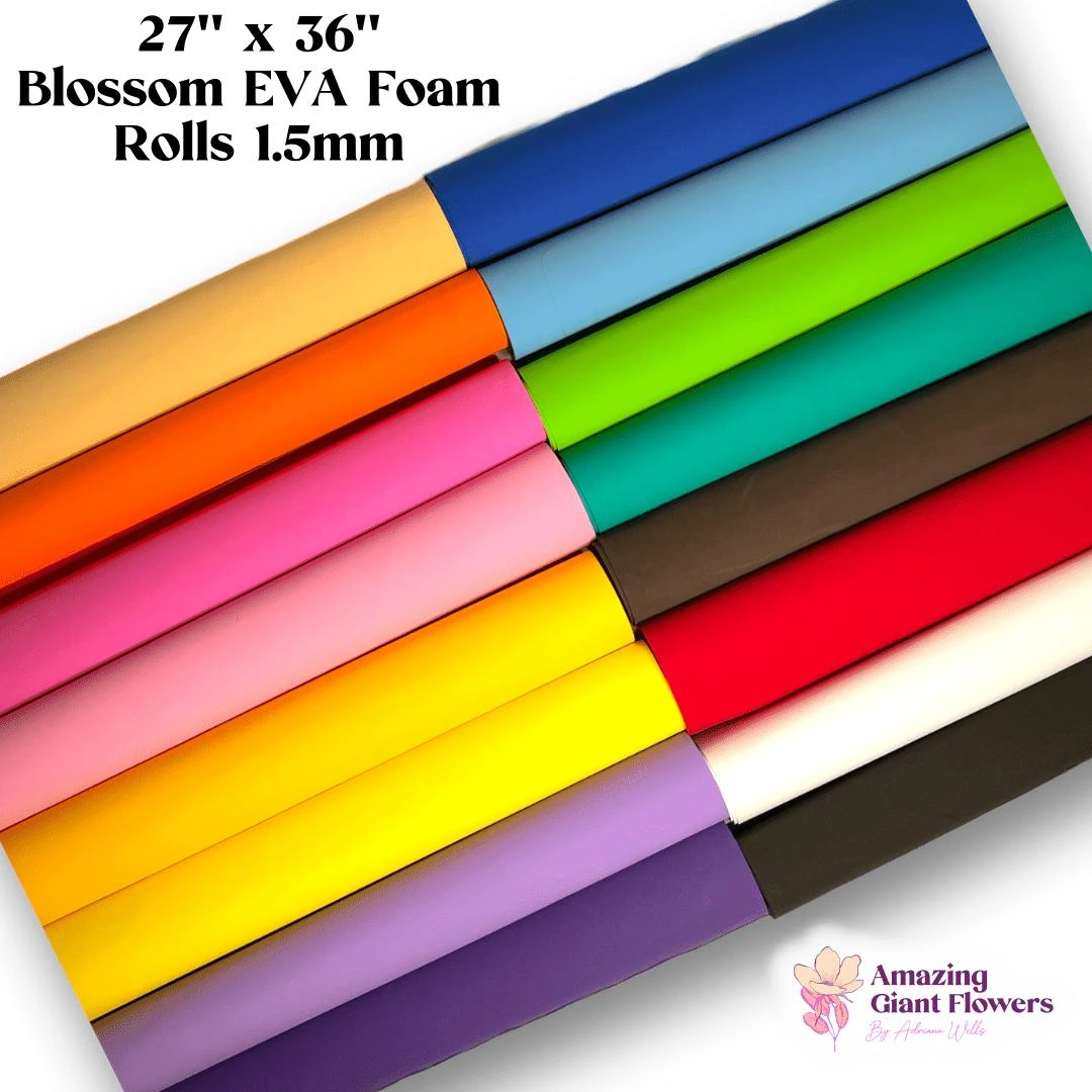 Colorful stack of EVA foam craft sheets in multiple vibrant colors