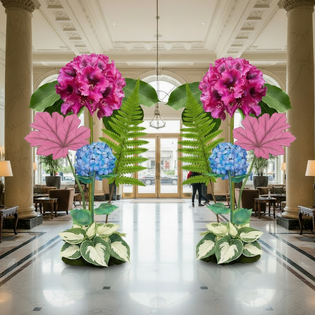 Detail shot of photo booth giant foam flowers showing color variety and dimensional petal layers