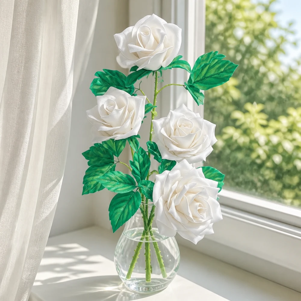 Foam roses in a vase that never wilt